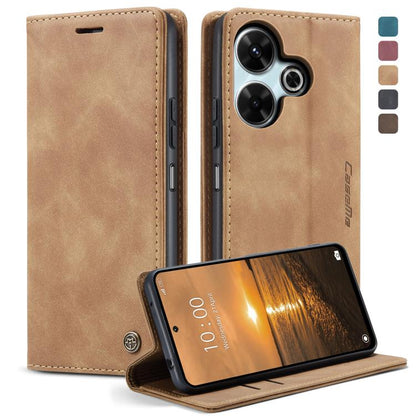 For Redmi 13 CaseMe 013 Multifunctional Horizontal Flip Leather Phone Case(Brown) by CaseMe