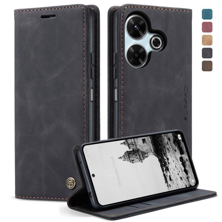 For Redmi 13 CaseMe 013 Multifunctional Horizontal Flip Leather Phone Case(Black) by CaseMe
