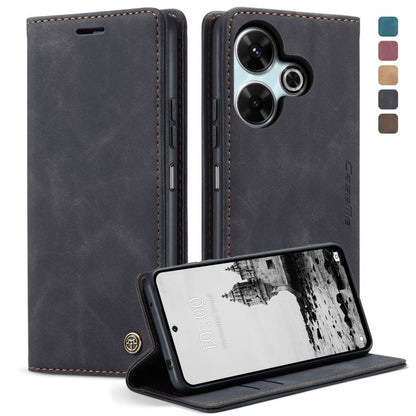 For Redmi 13 CaseMe 013 Multifunctional Horizontal Flip Leather Phone Case(Black) by CaseMe