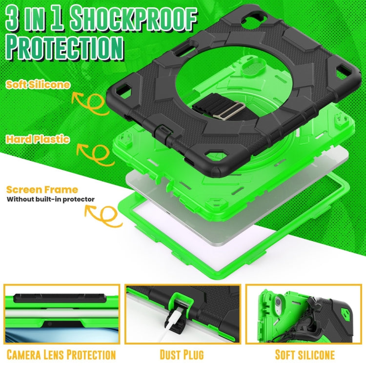 For iPad Air 11 2024 Spider Hand Grip Turntable Stand Tablet Case(Black Green) - iPad Air 11 2024 Cases by buy2fix | Online Shopping UK | buy2fix