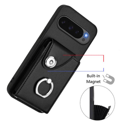 For Google Pixel 10 Pro XL Organ Card Bag Ring Holder Phone Case with Long Lanyard(Black) - Google Cases by buy2fix | Online Shopping UK | buy2fix