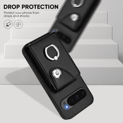 For Google Pixel 10 / 10 Pro Organ Card Bag Ring Holder Phone Case with Long Lanyard(Black) - Google Cases by buy2fix | Online Shopping UK | buy2fix
