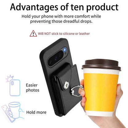 For Google Pixel 10 / 10 Pro Organ Card Bag Ring Holder Phone Case with Long Lanyard(Black) - Google Cases by buy2fix | Online Shopping UK | buy2fix