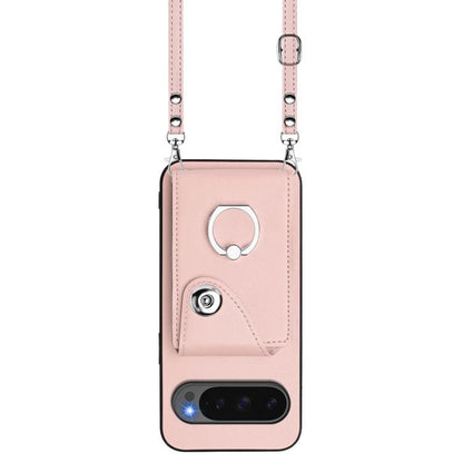 For Google Pixel 10 / 10 Pro Organ Card Bag Ring Holder Phone Case with Long Lanyard(Pink) - Google Cases by buy2fix | Online Shopping UK | buy2fix