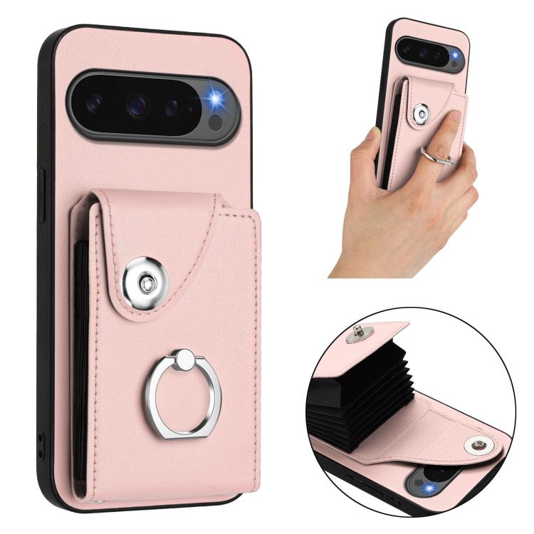 For Google Pixel 10 / 10 Pro Organ Card Bag Ring Holder Phone Case with Long Lanyard(Pink) - Google Cases by buy2fix | Online Shopping UK | buy2fix