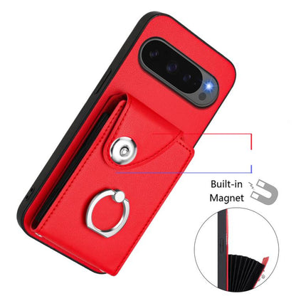 For Google Pixel 10 / 10 Pro Organ Card Bag Ring Holder Phone Case with Long Lanyard(Red) - Google Cases by buy2fix | Online Shopping UK | buy2fix