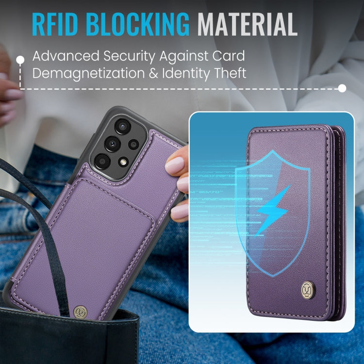 For Samsung Galaxy A13 4G JEEHOOD J05 Business Magnetic Style RFID Leather Phone Case(Purple) - Galaxy Phone Cases by JEEHOOD | Online Shopping UK | buy2fix