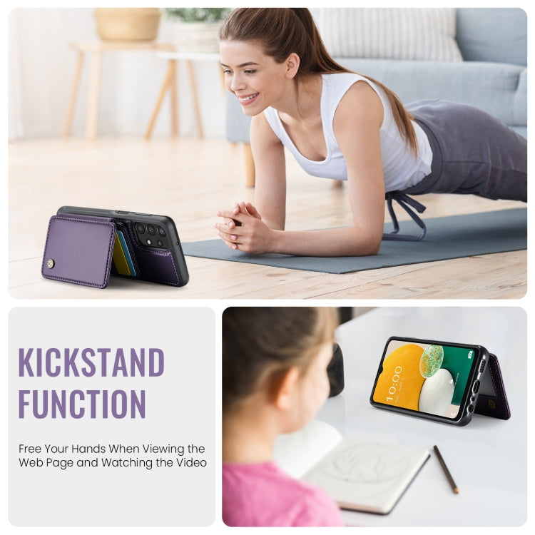 For Samsung Galaxy A13 4G JEEHOOD J05 Business Magnetic Style RFID Leather Phone Case(Purple) - Galaxy Phone Cases by JEEHOOD | Online Shopping UK | buy2fix