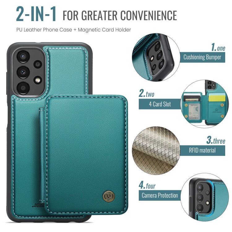 For Samsung Galaxy A13 4G JEEHOOD J05 Business Magnetic Style RFID Leather Phone Case(Blue Green) - Galaxy Phone Cases by JEEHOOD | Online Shopping UK | buy2fix