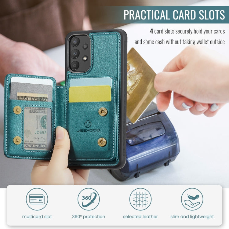 For Samsung Galaxy A13 4G JEEHOOD J05 Business Magnetic Style RFID Leather Phone Case(Blue Green) - Galaxy Phone Cases by JEEHOOD | Online Shopping UK | buy2fix
