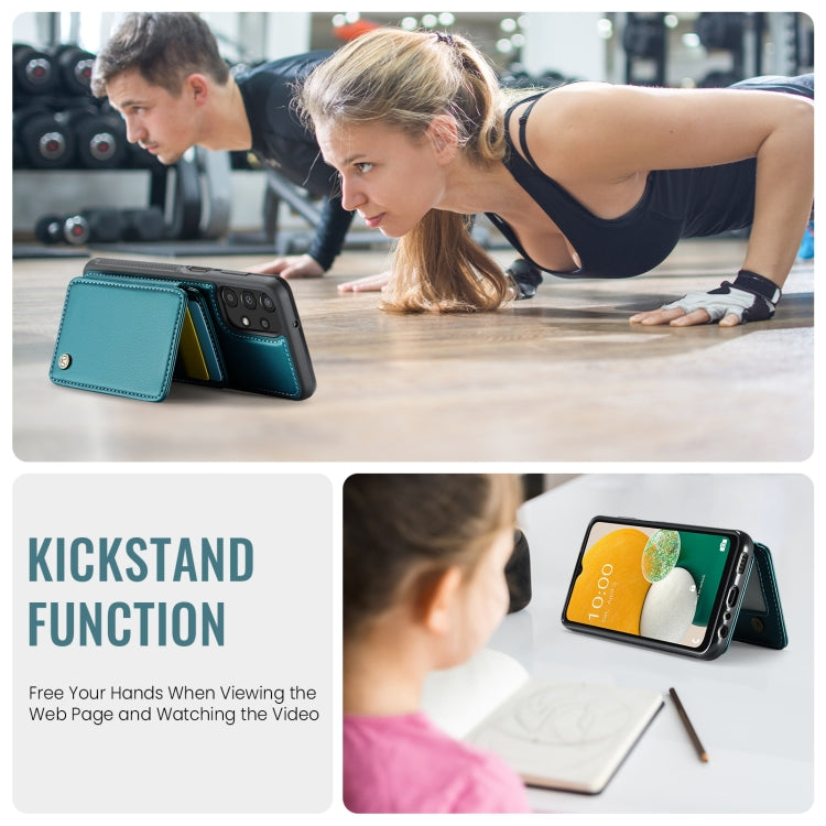 For Samsung Galaxy A13 4G JEEHOOD J05 Business Magnetic Style RFID Leather Phone Case(Blue Green) - Galaxy Phone Cases by JEEHOOD | Online Shopping UK | buy2fix