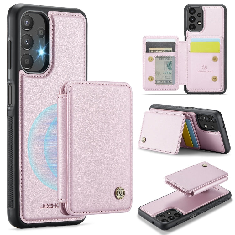 For Samsung Galaxy A13 4G JEEHOOD J05 Business Magnetic Style RFID Leather Phone Case(Pink) - Galaxy Phone Cases by JEEHOOD | Online Shopping UK | buy2fix