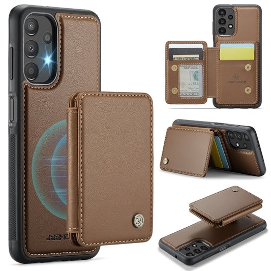 For Samsung Galaxy A13 4G JEEHOOD J05 Business Magnetic Style RFID Leather Phone Case(Brown) - Galaxy Phone Cases by JEEHOOD | Online Shopping UK | buy2fix
