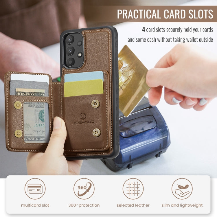 For Samsung Galaxy A13 4G JEEHOOD J05 Business Magnetic Style RFID Leather Phone Case(Brown) - Galaxy Phone Cases by JEEHOOD | Online Shopping UK | buy2fix