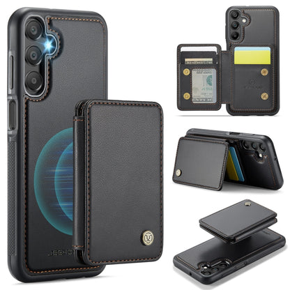 For Samsung Galaxy A15 JEEHOOD J05 Business Magnetic Style RFID Leather Phone Case(Black) - Galaxy Phone Cases by JEEHOOD | Online Shopping UK | buy2fix