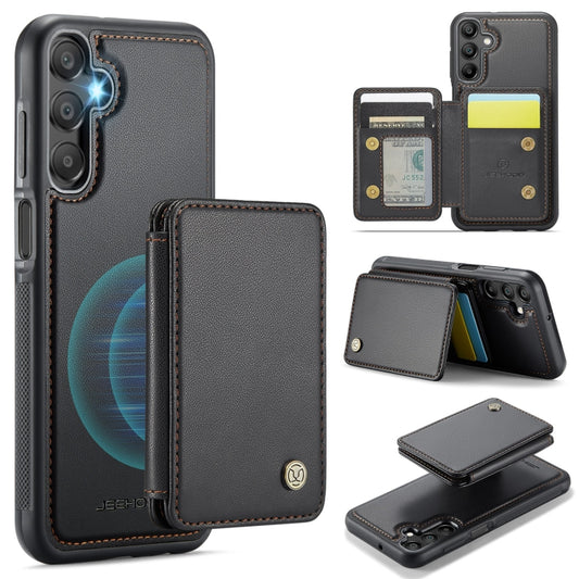 For Samsung Galaxy A15 JEEHOOD J05 Business Magnetic Style RFID Leather Phone Case(Black) - Galaxy Phone Cases by JEEHOOD | Online Shopping UK | buy2fix