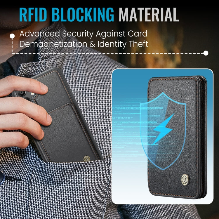 For Samsung Galaxy A15 JEEHOOD J05 Business Magnetic Style RFID Leather Phone Case(Black) - Galaxy Phone Cases by JEEHOOD | Online Shopping UK | buy2fix