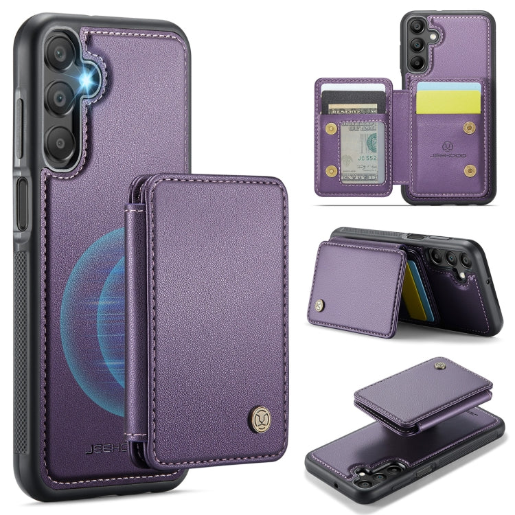 For Samsung Galaxy A15 JEEHOOD J05 Business Magnetic Style RFID Leather Phone Case(Purple) - Galaxy Phone Cases by JEEHOOD | Online Shopping UK | buy2fix