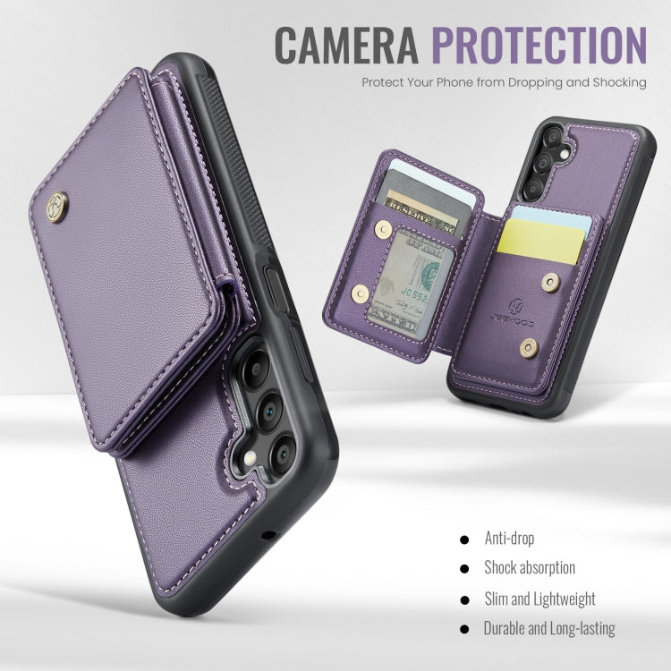 For Samsung Galaxy A15 JEEHOOD J05 Business Magnetic Style RFID Leather Phone Case(Purple) - Galaxy Phone Cases by JEEHOOD | Online Shopping UK | buy2fix