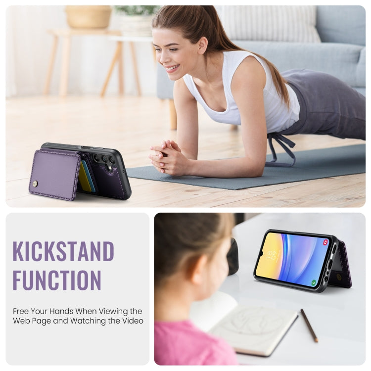 For Samsung Galaxy A15 JEEHOOD J05 Business Magnetic Style RFID Leather Phone Case(Purple) - Galaxy Phone Cases by JEEHOOD | Online Shopping UK | buy2fix