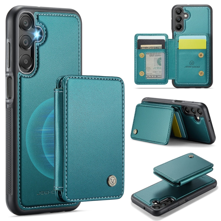 For Samsung Galaxy A15 JEEHOOD J05 Business Magnetic Style RFID Leather Phone Case(Blue Green) - Galaxy Phone Cases by JEEHOOD | Online Shopping UK | buy2fix
