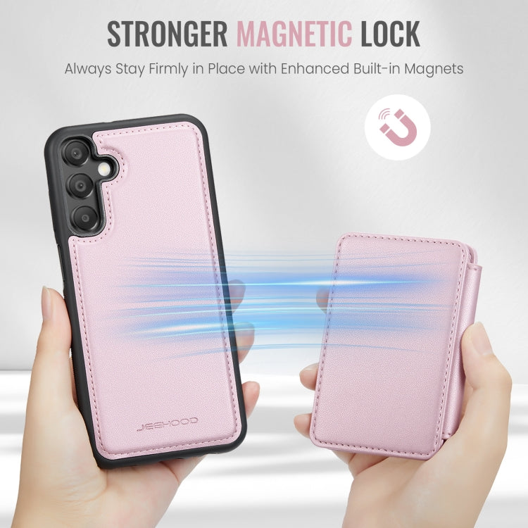 For Samsung Galaxy A15 JEEHOOD J05 Business Magnetic Style RFID Leather Phone Case(Pink) - Galaxy Phone Cases by JEEHOOD | Online Shopping UK | buy2fix