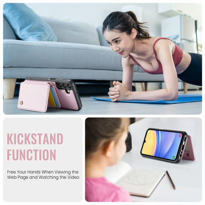 For Samsung Galaxy A15 JEEHOOD J05 Business Magnetic Style RFID Leather Phone Case(Pink) - Galaxy Phone Cases by JEEHOOD | Online Shopping UK | buy2fix