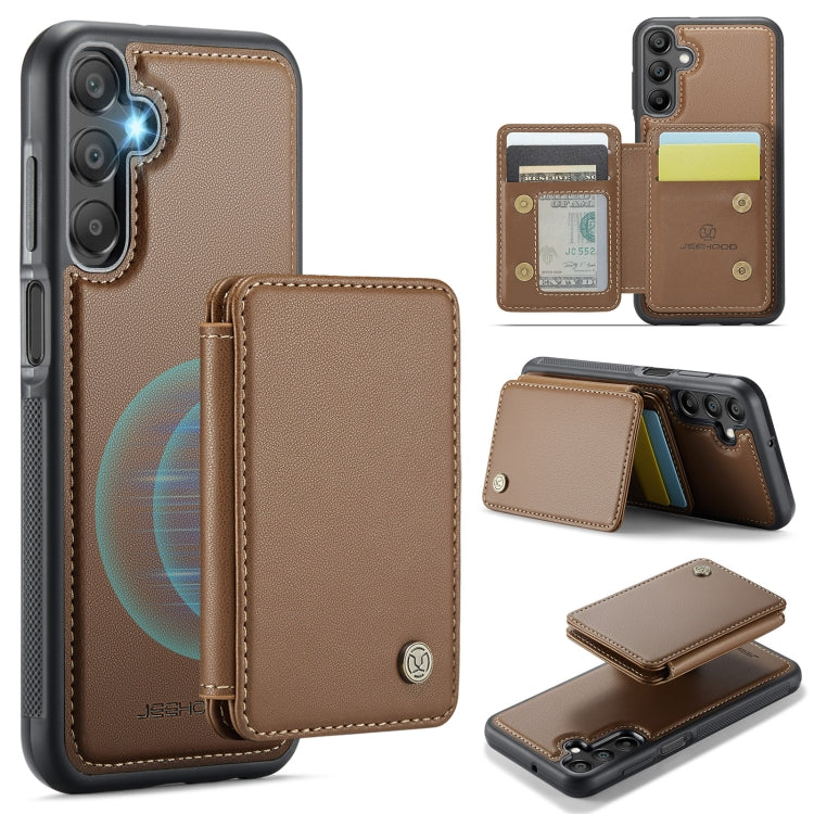 For Samsung Galaxy A15 JEEHOOD J05 Business Magnetic Style RFID Leather Phone Case(Brown) - Galaxy Phone Cases by JEEHOOD | Online Shopping UK | buy2fix
