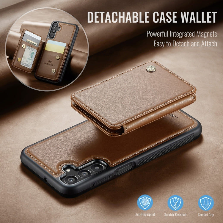 For Samsung Galaxy A15 JEEHOOD J05 Business Magnetic Style RFID Leather Phone Case(Brown) - Galaxy Phone Cases by JEEHOOD | Online Shopping UK | buy2fix