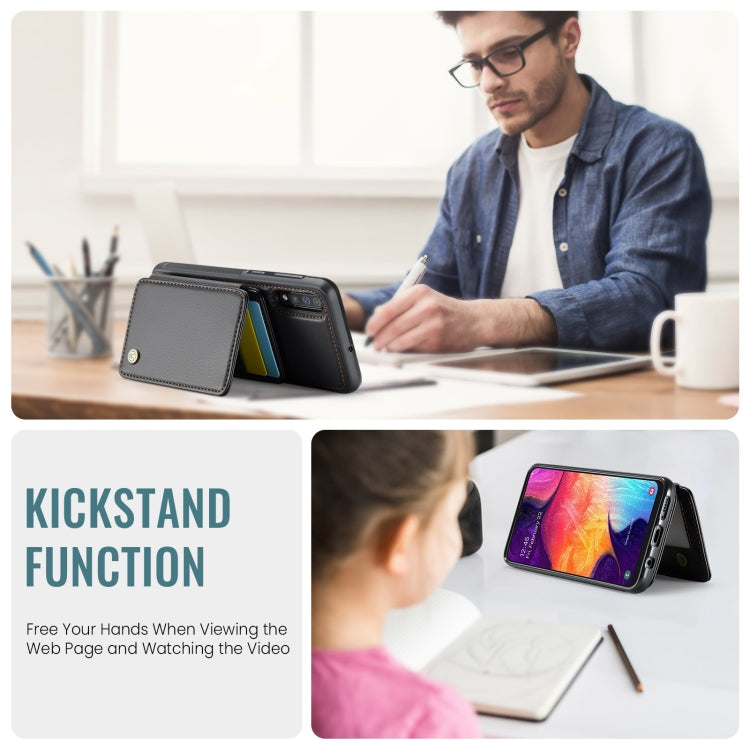 For Samsung Galaxy A50 JEEHOOD J05 Business Magnetic Style RFID Leather Phone Case(Black) - Galaxy Phone Cases by JEEHOOD | Online Shopping UK | buy2fix