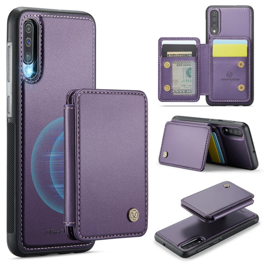 For Samsung Galaxy A50 JEEHOOD J05 Business Magnetic Style RFID Leather Phone Case(Purple) - Galaxy Phone Cases by JEEHOOD | Online Shopping UK | buy2fix
