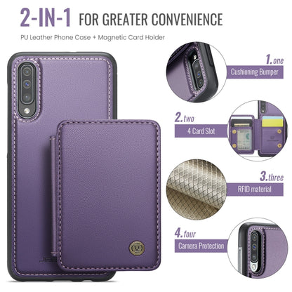 For Samsung Galaxy A50 JEEHOOD J05 Business Magnetic Style RFID Leather Phone Case(Purple) - Galaxy Phone Cases by JEEHOOD | Online Shopping UK | buy2fix