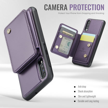 For Samsung Galaxy A50 JEEHOOD J05 Business Magnetic Style RFID Leather Phone Case(Purple) - Galaxy Phone Cases by JEEHOOD | Online Shopping UK | buy2fix