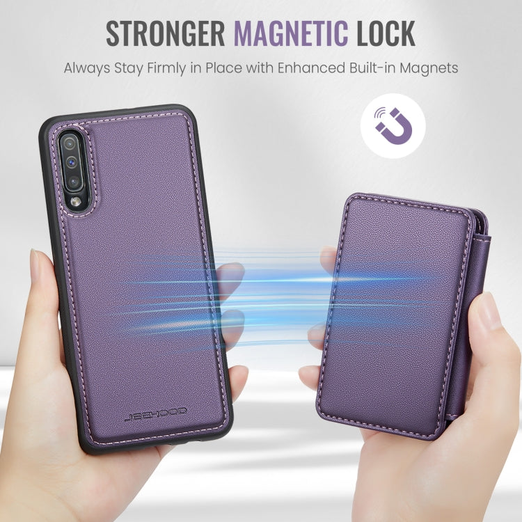 For Samsung Galaxy A50 JEEHOOD J05 Business Magnetic Style RFID Leather Phone Case(Purple) - Galaxy Phone Cases by JEEHOOD | Online Shopping UK | buy2fix
