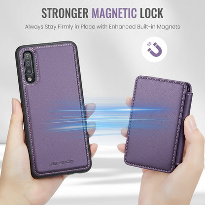 For Samsung Galaxy A50 JEEHOOD J05 Business Magnetic Style RFID Leather Phone Case(Purple) - Galaxy Phone Cases by JEEHOOD | Online Shopping UK | buy2fix