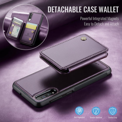 For Samsung Galaxy A50 JEEHOOD J05 Business Magnetic Style RFID Leather Phone Case(Purple) - Galaxy Phone Cases by JEEHOOD | Online Shopping UK | buy2fix