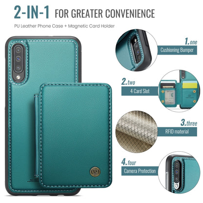 For Samsung Galaxy A50 JEEHOOD J05 Business Magnetic Style RFID Leather Phone Case(Blue Green) - Galaxy Phone Cases by JEEHOOD | Online Shopping UK | buy2fix