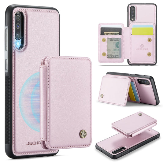 For Samsung Galaxy A50 JEEHOOD J05 Business Magnetic Style RFID Leather Phone Case(Pink) - Galaxy Phone Cases by JEEHOOD | Online Shopping UK | buy2fix