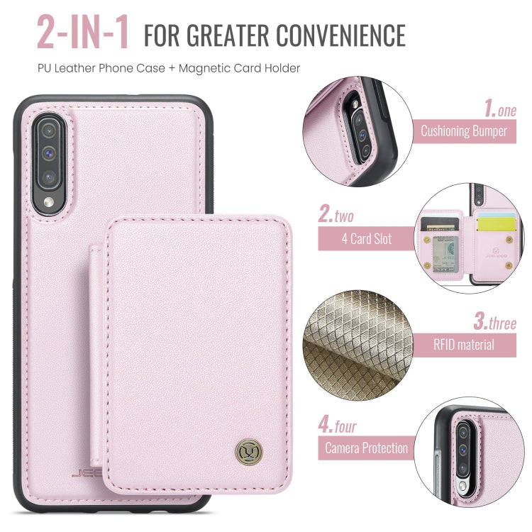 For Samsung Galaxy A50 JEEHOOD J05 Business Magnetic Style RFID Leather Phone Case(Pink) - Galaxy Phone Cases by JEEHOOD | Online Shopping UK | buy2fix