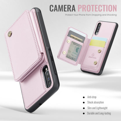 For Samsung Galaxy A50 JEEHOOD J05 Business Magnetic Style RFID Leather Phone Case(Pink) - Galaxy Phone Cases by JEEHOOD | Online Shopping UK | buy2fix