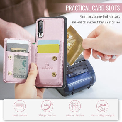 For Samsung Galaxy A50 JEEHOOD J05 Business Magnetic Style RFID Leather Phone Case(Pink) - Galaxy Phone Cases by JEEHOOD | Online Shopping UK | buy2fix