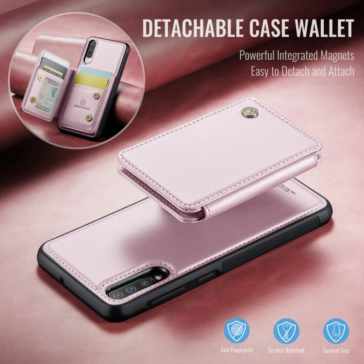 For Samsung Galaxy A50 JEEHOOD J05 Business Magnetic Style RFID Leather Phone Case(Pink) - Galaxy Phone Cases by JEEHOOD | Online Shopping UK | buy2fix