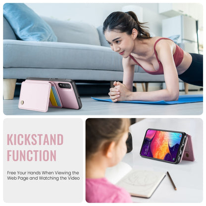 For Samsung Galaxy A50 JEEHOOD J05 Business Magnetic Style RFID Leather Phone Case(Pink) - Galaxy Phone Cases by JEEHOOD | Online Shopping UK | buy2fix