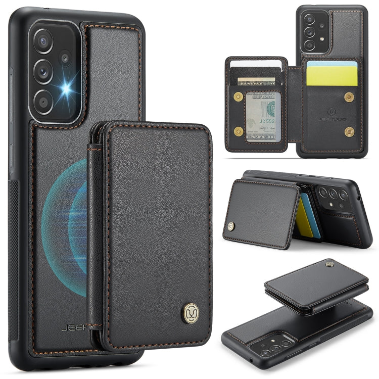 For Samsung Galaxy A52 5G / A52 4G JEEHOOD J05 Business Magnetic Style RFID Leather Phone Case(Black) - Galaxy Phone Cases by JEEHOOD | Online Shopping UK | buy2fix