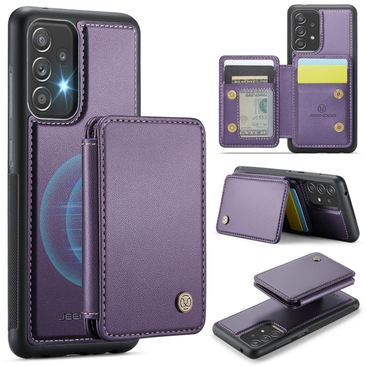 For Samsung Galaxy A52 5G / A52 4G JEEHOOD J05 Business Magnetic Style RFID Leather Phone Case(Purple) - Galaxy Phone Cases by JEEHOOD | Online Shopping UK | buy2fix