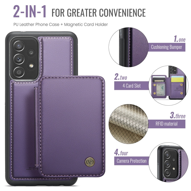 For Samsung Galaxy A52 5G / A52 4G JEEHOOD J05 Business Magnetic Style RFID Leather Phone Case(Purple) - Galaxy Phone Cases by JEEHOOD | Online Shopping UK | buy2fix