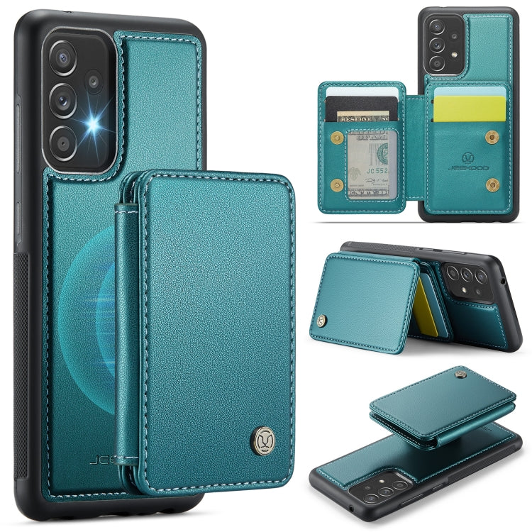For Samsung Galaxy A52 5G / A52 4G JEEHOOD J05 Business Magnetic Style RFID Leather Phone Case(Blue Green) - Galaxy Phone Cases by JEEHOOD | Online Shopping UK | buy2fix