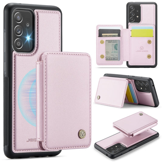 For Samsung Galaxy A52 5G / A52 4G JEEHOOD J05 Business Magnetic Style RFID Leather Phone Case(Pink) - Galaxy Phone Cases by JEEHOOD | Online Shopping UK | buy2fix