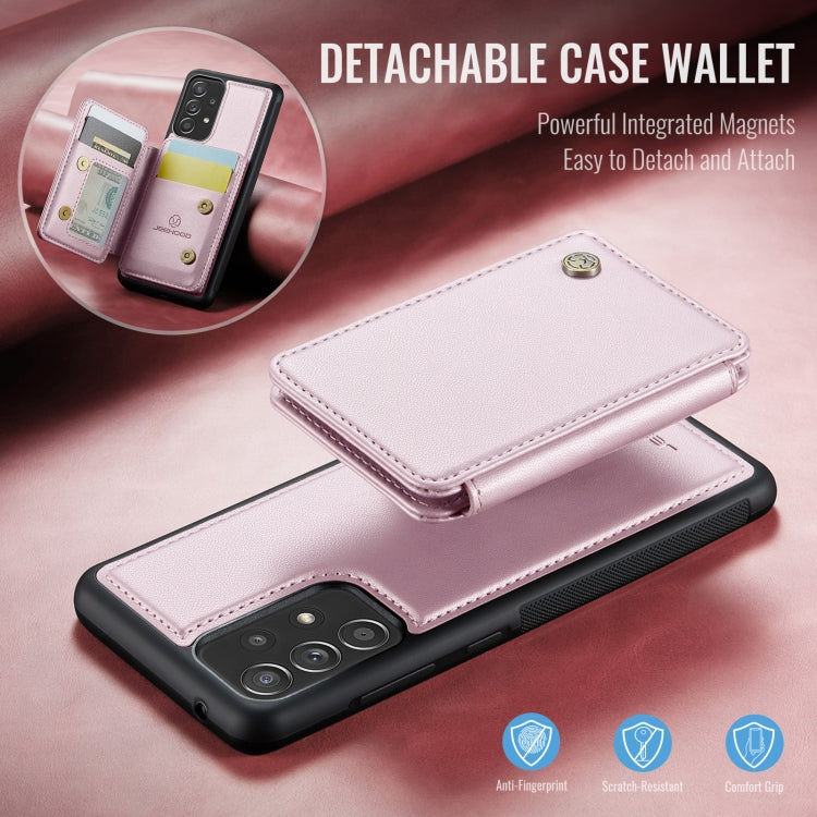 For Samsung Galaxy A52 5G / A52 4G JEEHOOD J05 Business Magnetic Style RFID Leather Phone Case(Pink) - Galaxy Phone Cases by JEEHOOD | Online Shopping UK | buy2fix