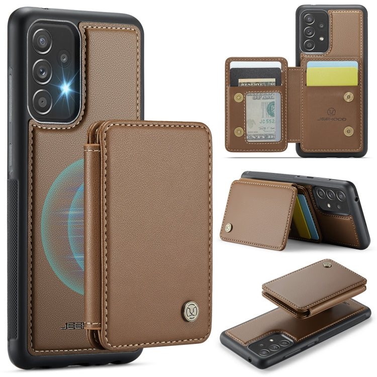 For Samsung Galaxy A52 5G / A52 4G JEEHOOD J05 Business Magnetic Style RFID Leather Phone Case(Brown) - Galaxy Phone Cases by JEEHOOD | Online Shopping UK | buy2fix